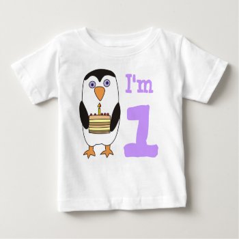 I'm One Baby's First Birthday T-shirt Cute Penguin Baby T-shirt by goodmoments at Zazzle