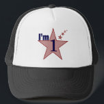 I'm one (boy 1st birthday party) trucker hat<br><div class="desc">Celebrate your s first birthday party with cool I'm one t-shirts,  stickers,  magnets and gifts. Cool clothes for the big boy who is turning one year old. Original shooting star tees birthday cards and gifts for a 1 year old boy.</div>