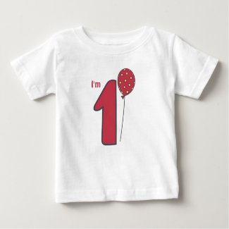 I'm One - Cute Balloon Pink & Red 1st Birthday Baby T-Shirt