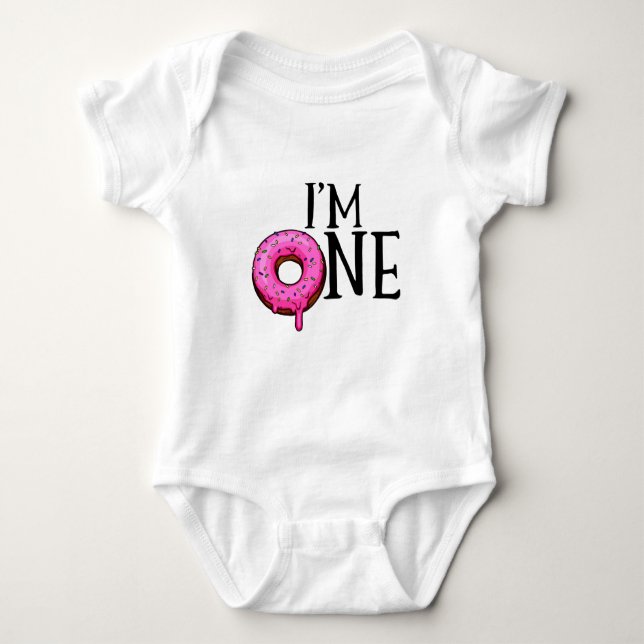 I'M One Donut 1st Birthday Baby Bodysuit (Front)