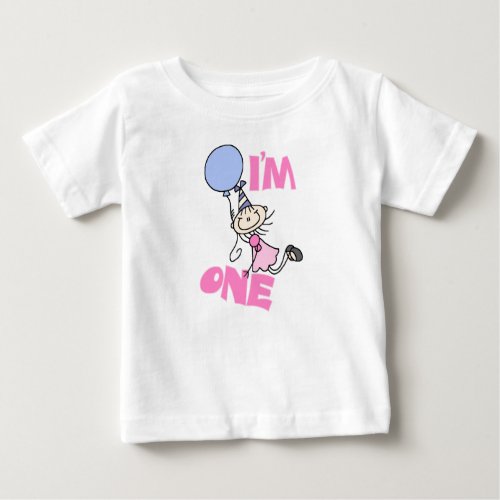 Im One Stick Figure Girl Birthday Baby T_Shirt