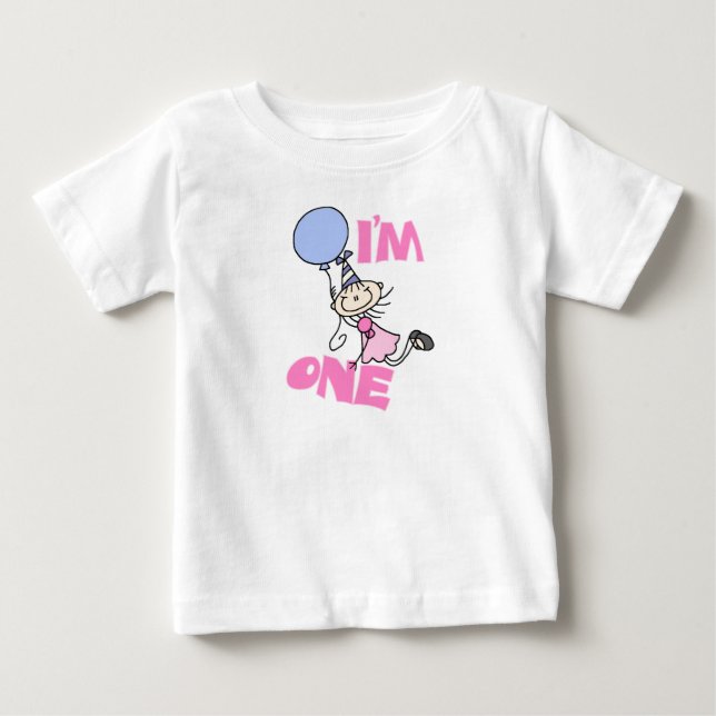 I'm One Stick Figure Girl Birthday Baby T-Shirt (Front)