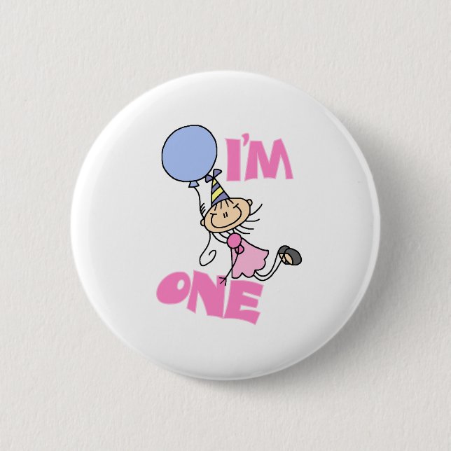 I'm One Stick Figure Girl Birthday Pinback Button (Front)