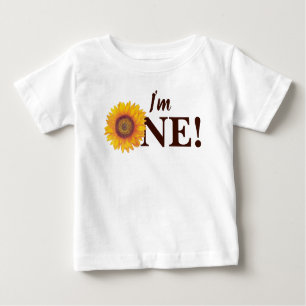 I'm One! Sunflower First Birthday Baby T-Shirt
