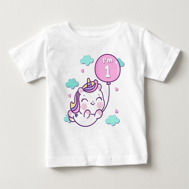 I'm One Unicorn Balloon Baby T-Shirt (Front)