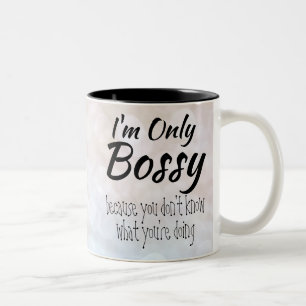 I'm Only Bossy Bokeh Two-Tone Coffee Mug