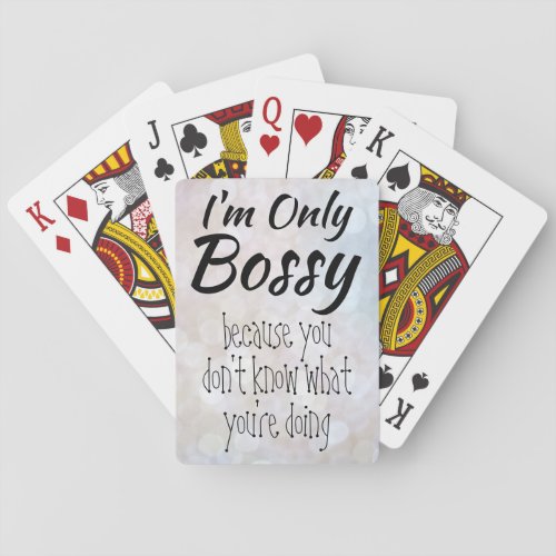 Im Only Bossy Girl Boss Bokeh Playing Cards