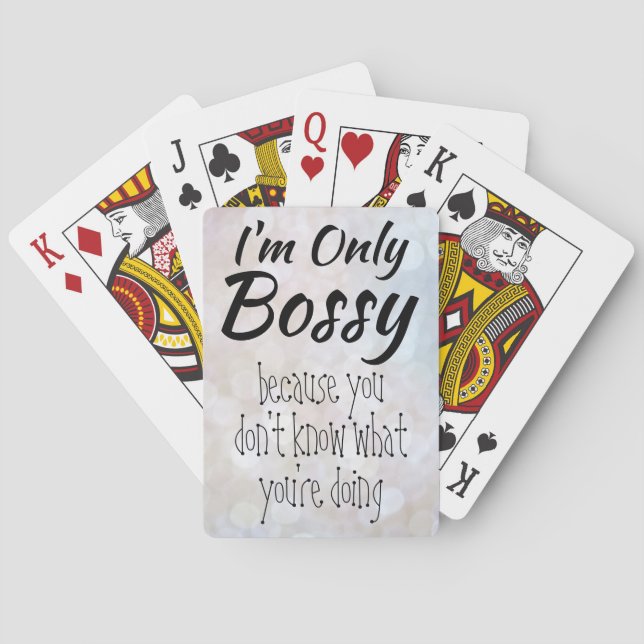 I'm Only Bossy Girl Boss Bokeh Poker Cards (Back)