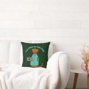 I'm Otter-ly Into Tech Throw Pillow