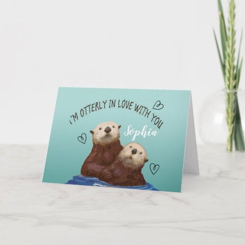 Im Otterly in Love with You Valentine Card