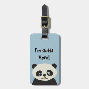 I'm outta here - blue cute modern panda cartoon luggage tag