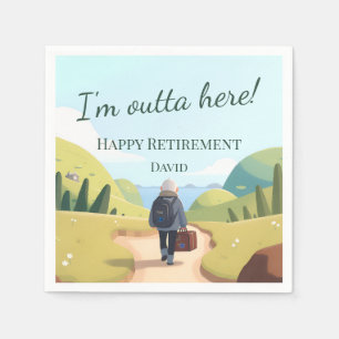 I'm Outta Here Retirement Party Retro Napkins
