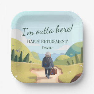I'm Outta Here Retirement Party Retro Paper Plates
