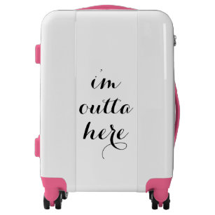 Lightweight hard shell suitcase with funny quote