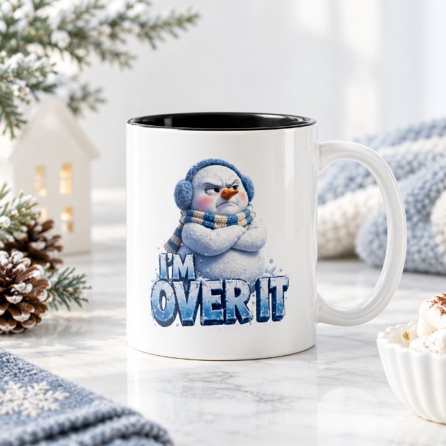 I'm Over It Funny Grumpy Penguin Winter Two-Tone Coffee Mug (When winter has officially pushed you past your limit 😂🐧
Meet the “I’m Over It” )