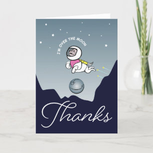 I'm Over the Moon Dog in Space Letterpress Thank You Card