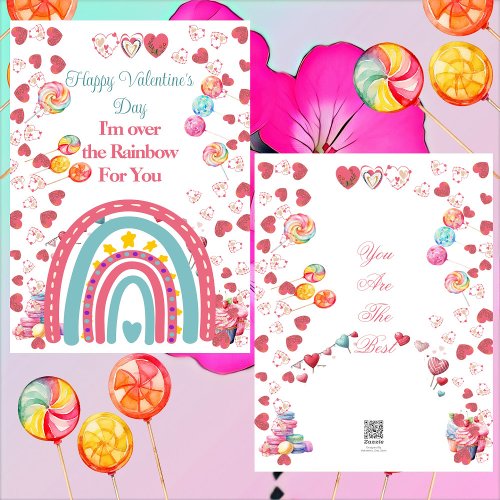 Im Over The Rainbow Valentine Kids Classroom Cute Holiday Card
