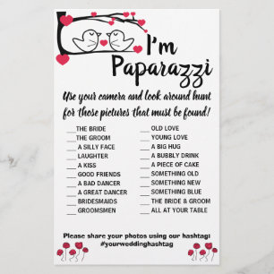 I'm paparazzi Game Card Love Bird Wedding Flyer