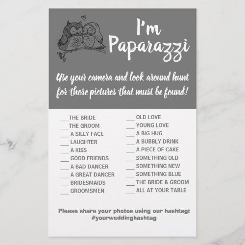 Im paparazzi Game Card Owls Love Wedding  Flyer