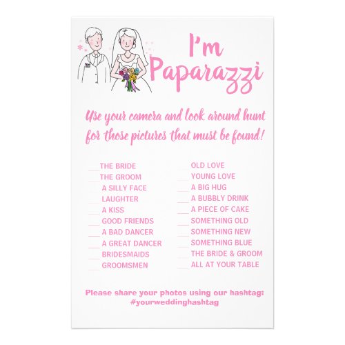 Im paparazzi Game Card Pink Love Wedding Flyer