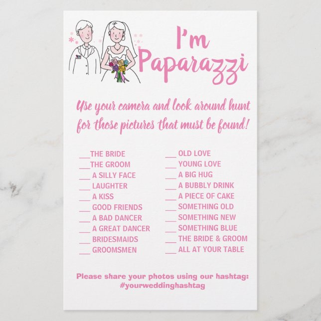 I'm paparazzi Game Card Pink Love Wedding Flyer (Front)
