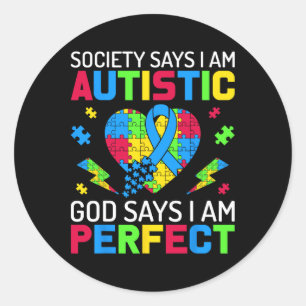 I'm Perfect Autism Awareness Kids Boys Puzzle Supp Classic Round Sticker