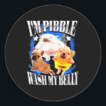 Im Pibble Wash My Belly Frenchie Bulldog  Classic Round Sticker<br><div class="desc">Im Pibble Wash My Belly Frenchie Bulldog</div>