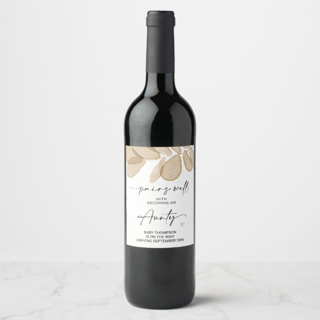 I'm Pregnant New Baby Pregnancy Announcement Aunty Wine Label (Front)