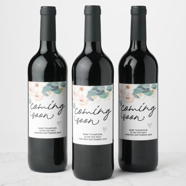I'm Pregnant New Baby Pregnancy Announcement Mom W Wine Label (Bottles)