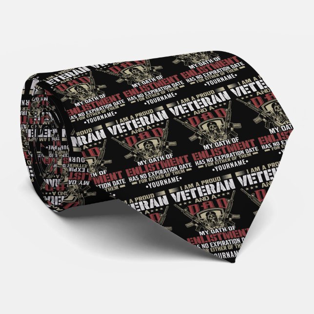 I'm Proud To Be A Veteran And A Dad Neck Tie (Rolled)