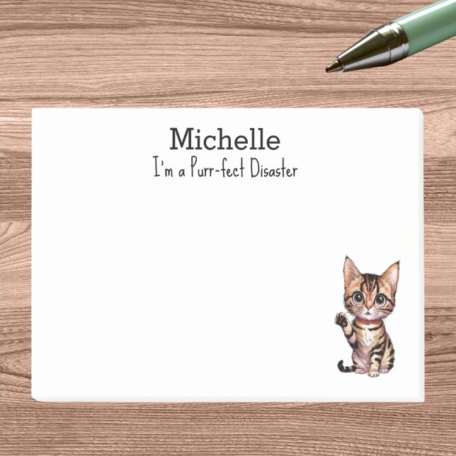 I'm Purr-fect Disaster,Cat Mom, Funny Personalized Post-it Notes (Creator Uploaded)