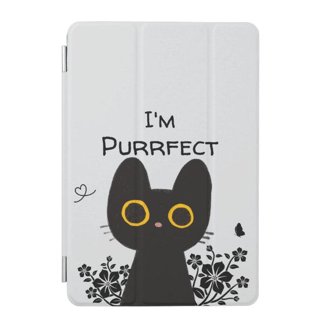 I'm Purrfect Cute Black Cat iPad Smart Cover (Front)