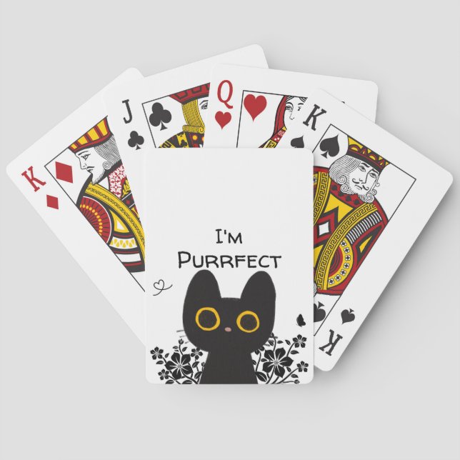 I'm Purrfect Cute Black Cat Poker Cards (Back)