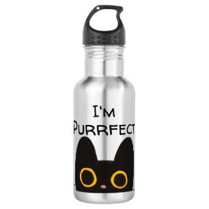 I'm Purrfect Cute Black Cat Stainless Steel Water Bottle