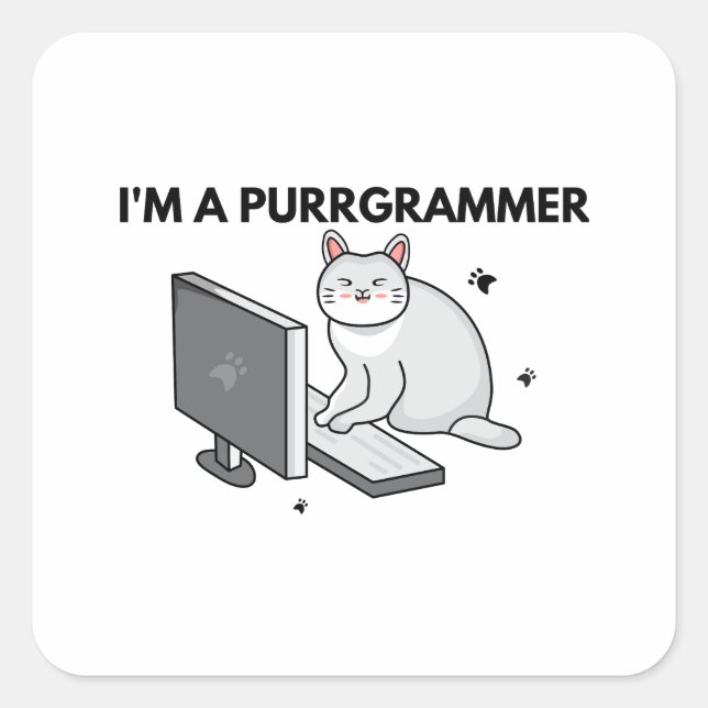 I'm purrgramer square sticker (Front)
