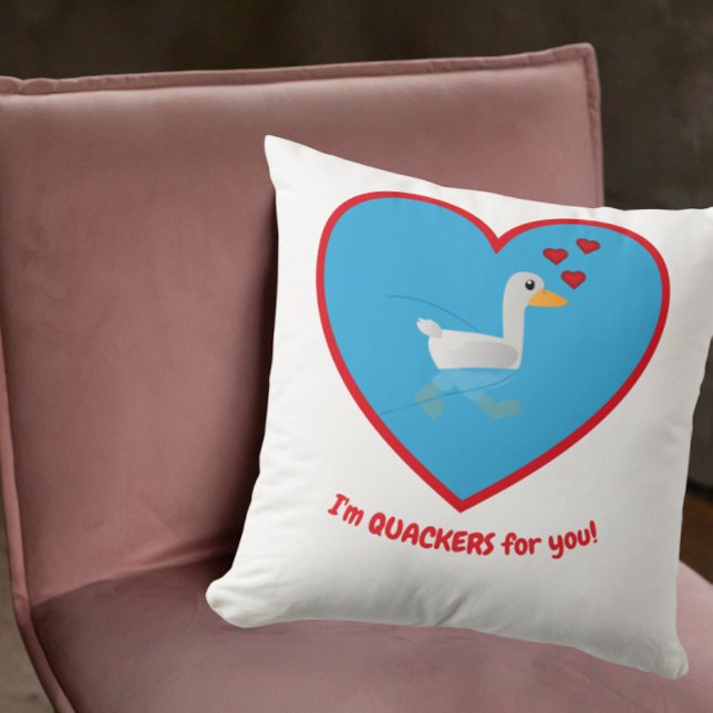 I'm Quackers for you Throw Pillow (Creator Uploaded)