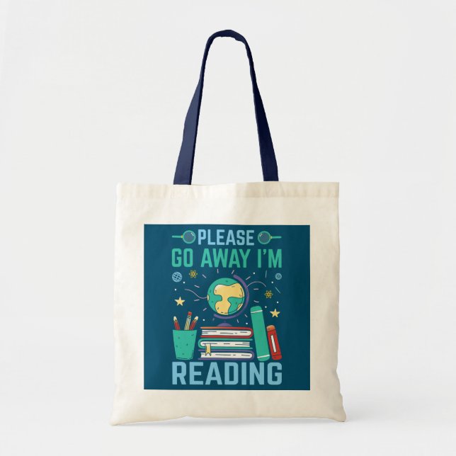 I'm Reading Funny Bookworm Librarian Library  Tote Bag (Front)