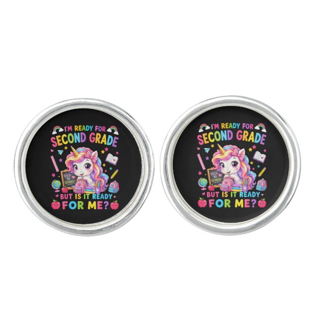 Im Ready for Second Grade Unicorn First Day Cufflinks (Front)