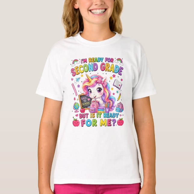 Im Ready for Second Grade Unicorn First Day T-Shirt (Front)