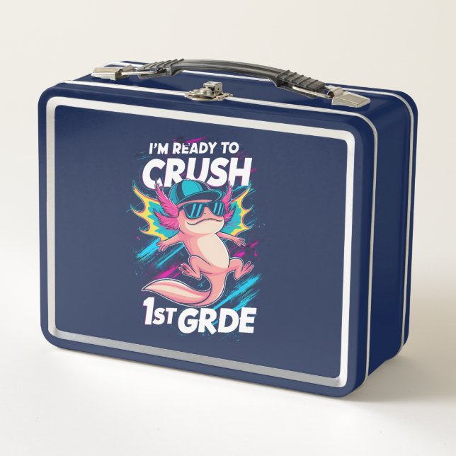 I'm Ready to Crush 1st Grade Axolotl Back School Metal Lunch Box (Front)