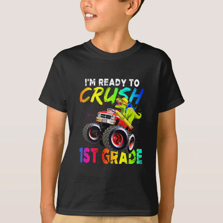 Ready To Crush First Grade 1st Day Of School Dinosaur Boys T-Shirt 
