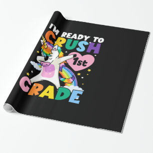 I'm Ready To Crush 1st Grade Unicorn Heart 1st Day Wrapping Paper