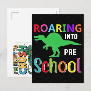 Im ready to crush 2nd grade dinosaur back to schoo holiday postcard