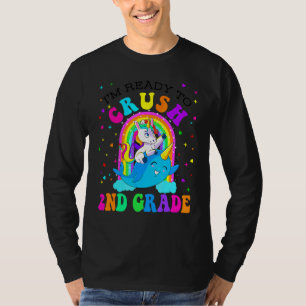 I'm Ready To Crush 2nd Grade Narwhal Unicorn Back  T-Shirt