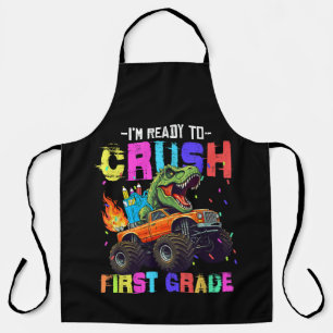 I'm Ready To Crush First Grade Dinosaur Truck Apron