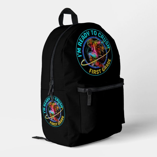 I'm ready to crush first grade printed backpack (Back Corner Left)