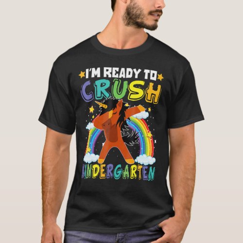 Im Ready To Crush Kindergarten Afro Unicorn Black T_Shirt