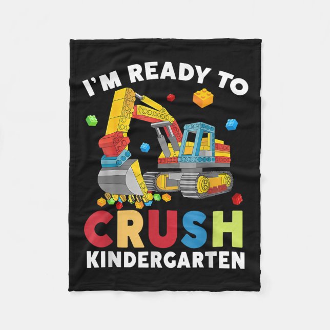 Im Ready To Crush Kindergarten Boy Excavator Maste Fleece Blanket (Front)