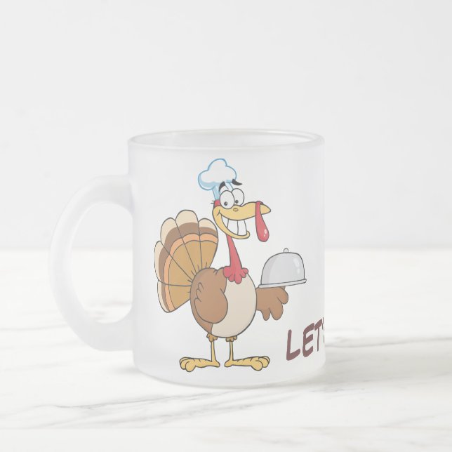 I'm Ready to Eat Thanksgiving Dinner Frosted Glass Coffee Mug (Left)