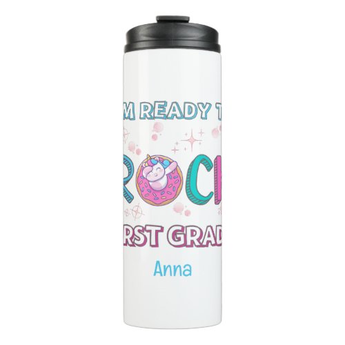 Im Ready to Rock First Grade Girls Unicorn Thermal Tumbler